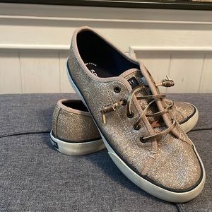 Sperry gold glitter shoe